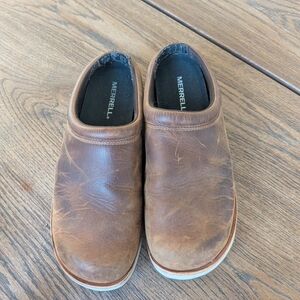 Merrell Mens Brown Leather Clog Mule Slip On Shoe Size 8